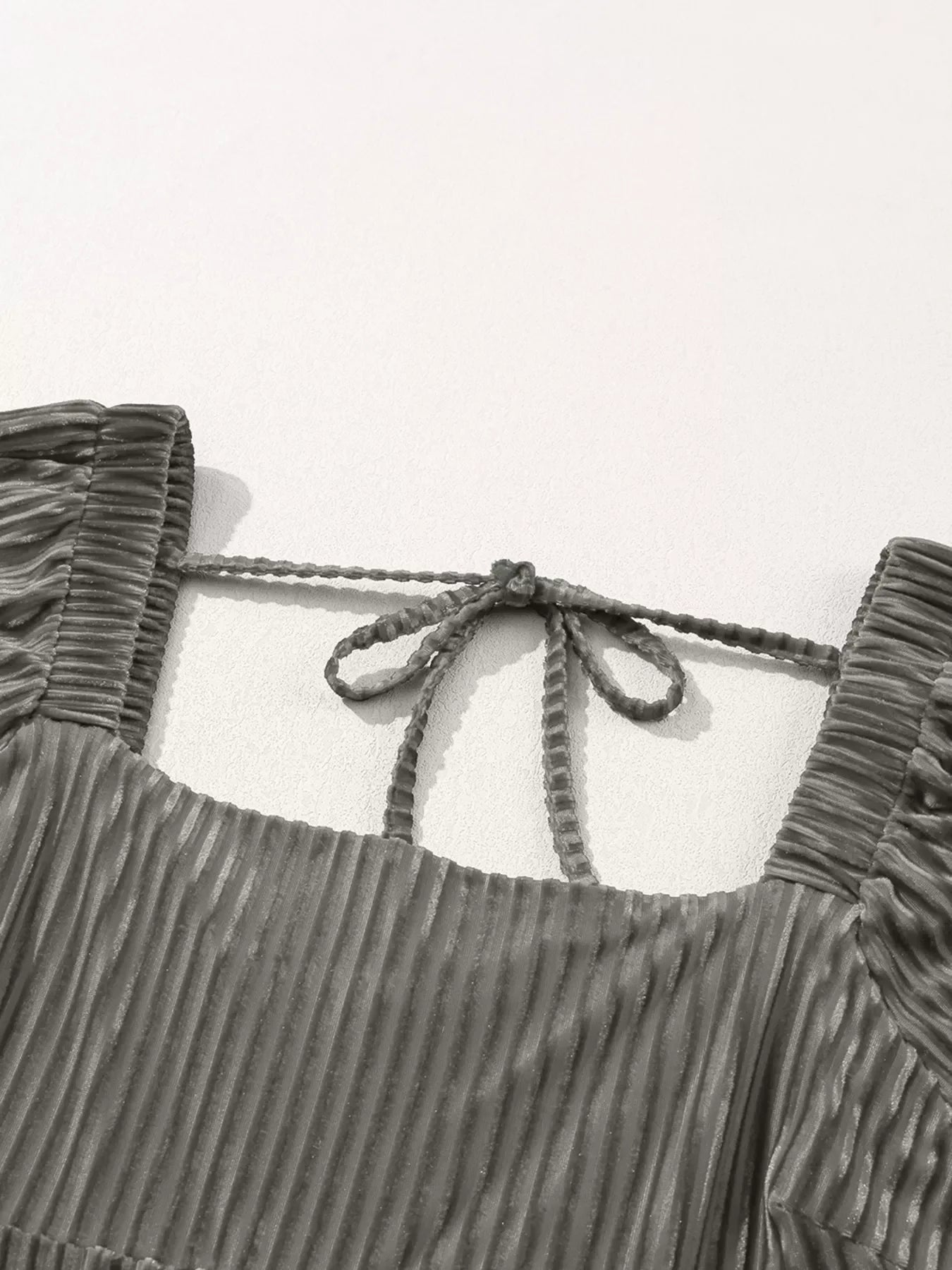 Tie Back Square Neck Velvet Babydoll Dress