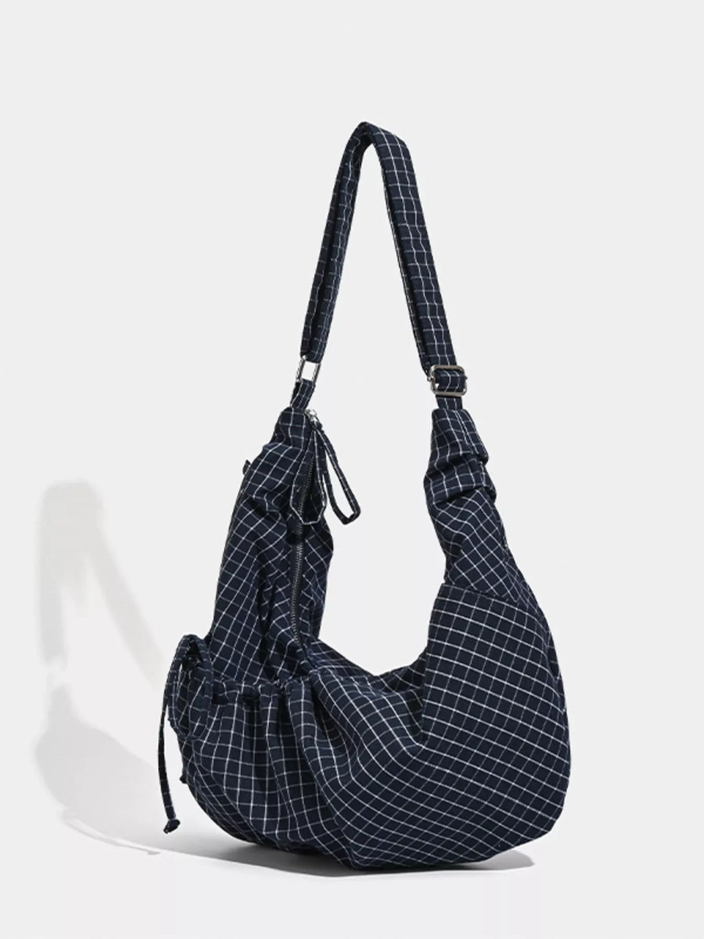 Plaid Pattern Ruched Shoulder Bag