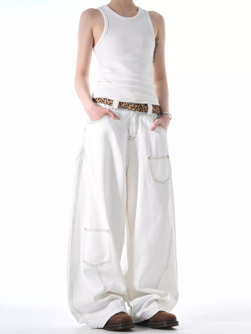 Men's Full Size Wide Leg Jeans with Pockets Plus Size