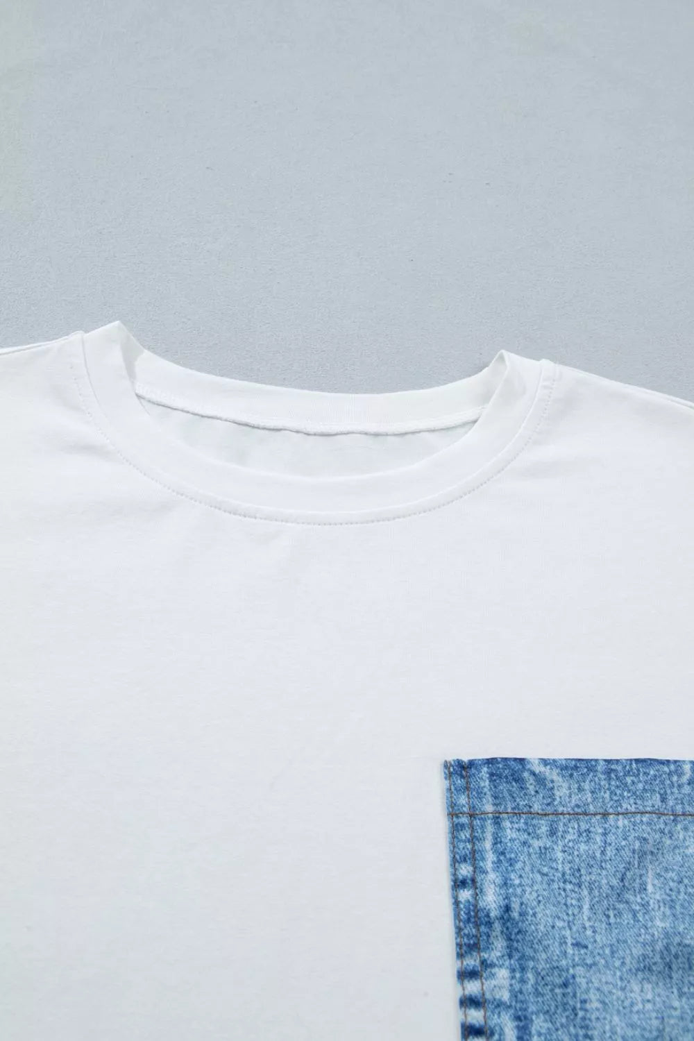 Color Block Chest Pocket Patched Casual Short Sleeve Top