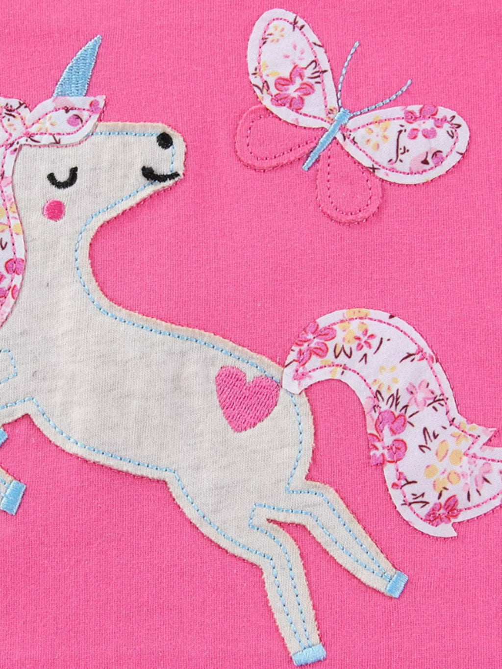 Children's Cute Unicorn Applique Ruffle Sleeve T-Shirt