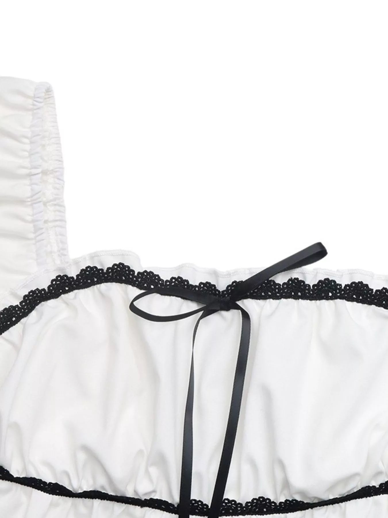 Lace Trim Bowknot Short Sleeve Blouse