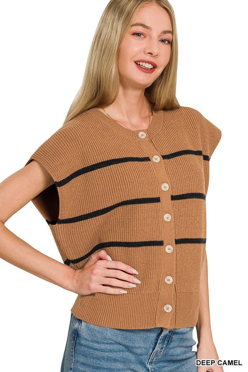 Zenana Striped Viscose Sweater Vest