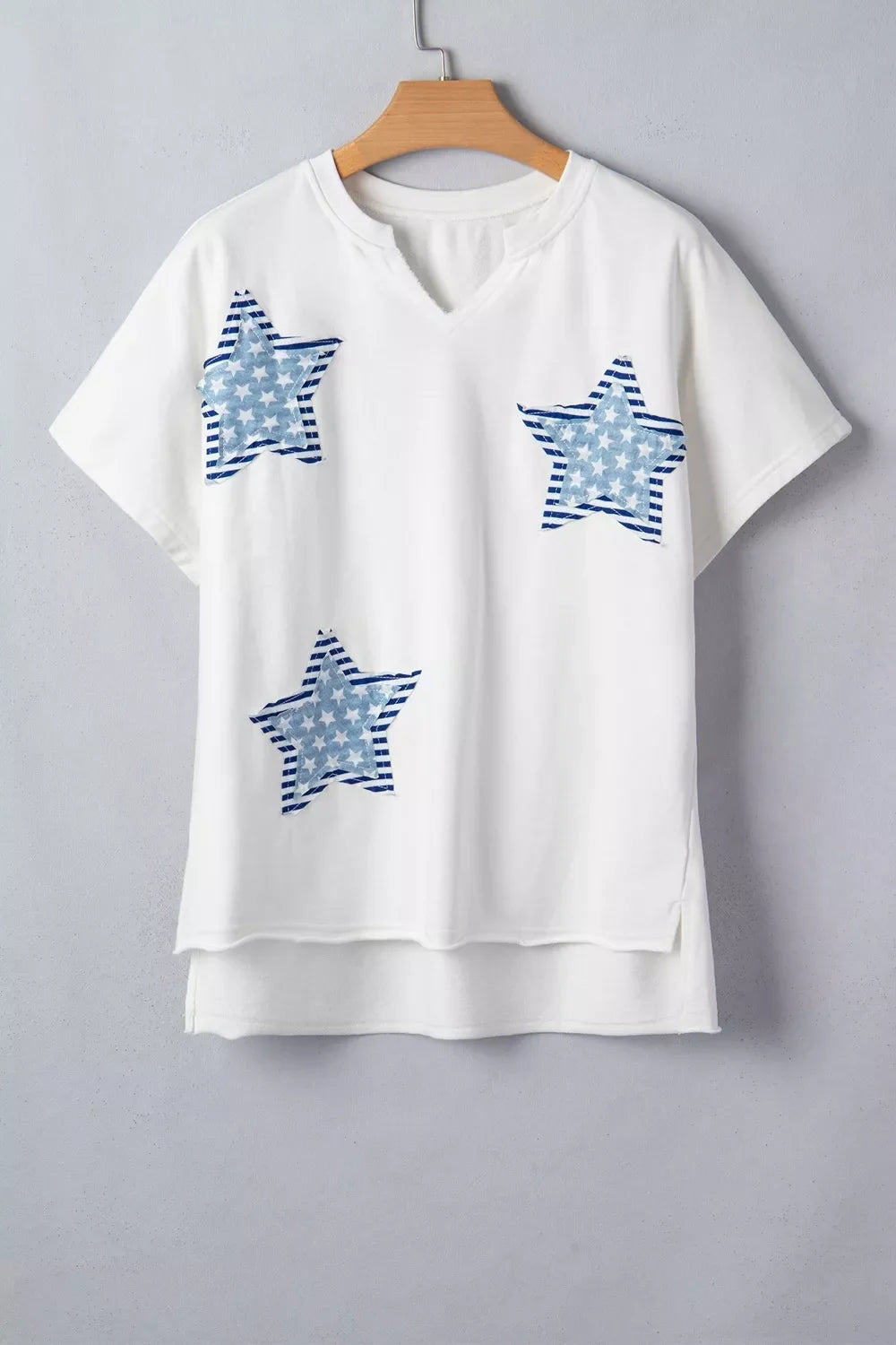 Patriot Star Patched Notched Neck Mineral Washed Tee