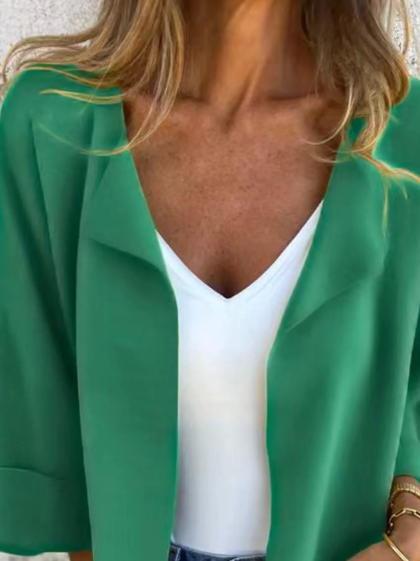Full Size Open Front 3/4 Sleeve Cardigan Plus Size