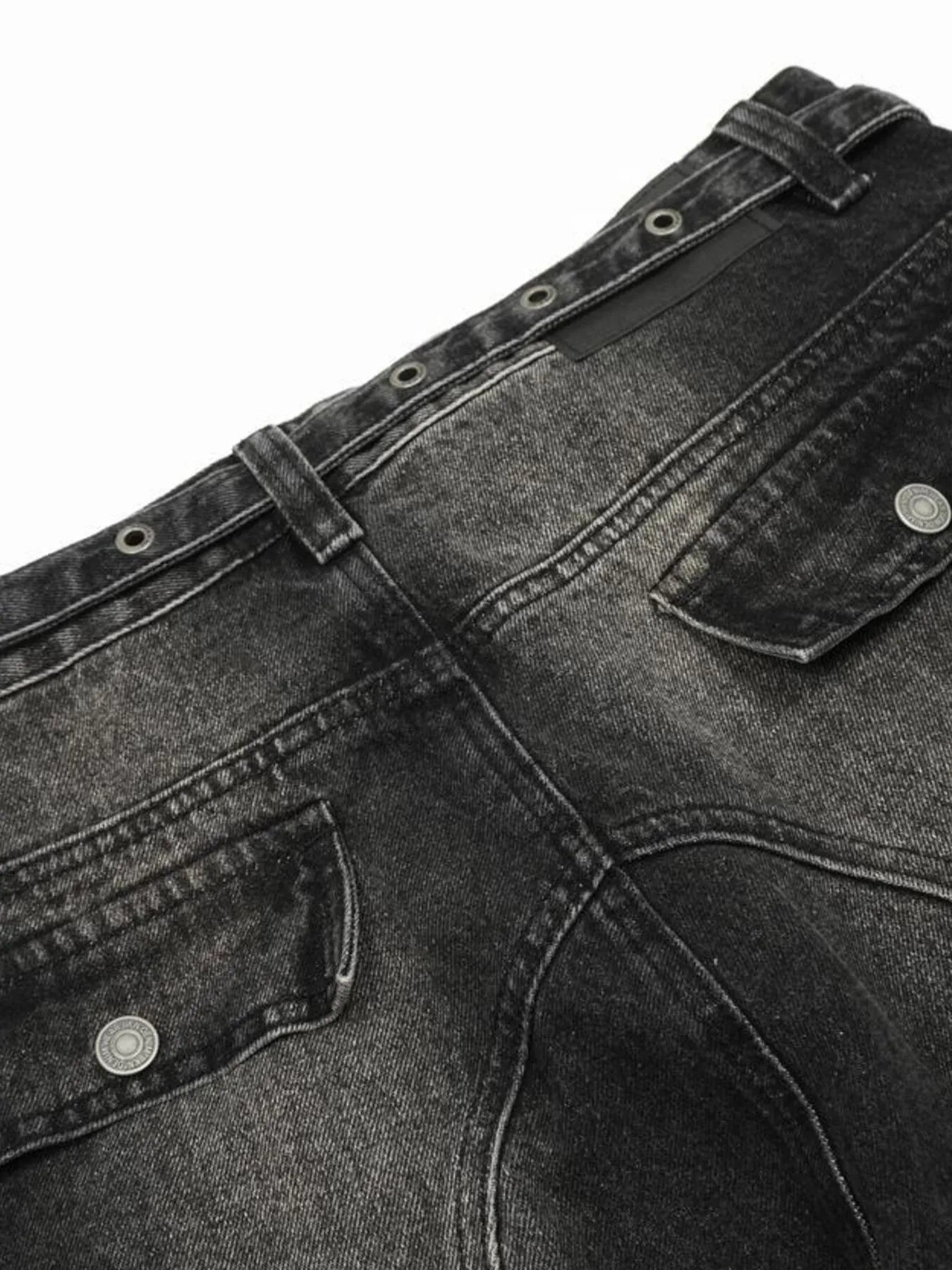 Men's Distressed Cargo Wide Leg Jeans
