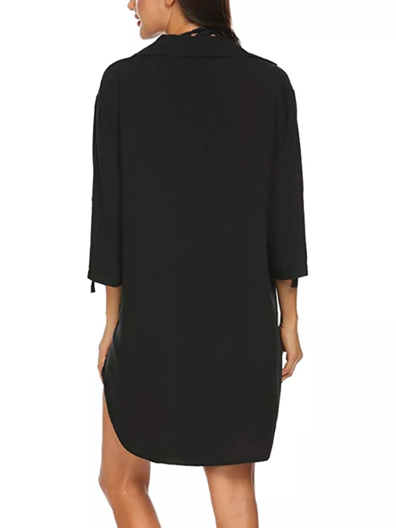 Full Size Side Slit Collared Neck Oversized Shirt Plus Size