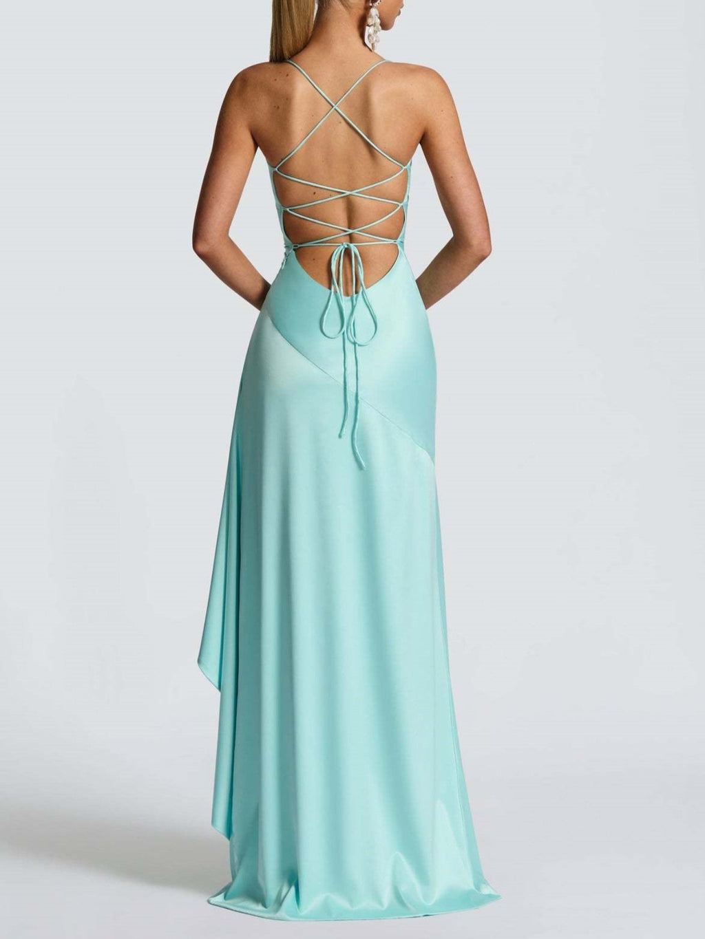 Ruffle High-Slit Maxi Dress