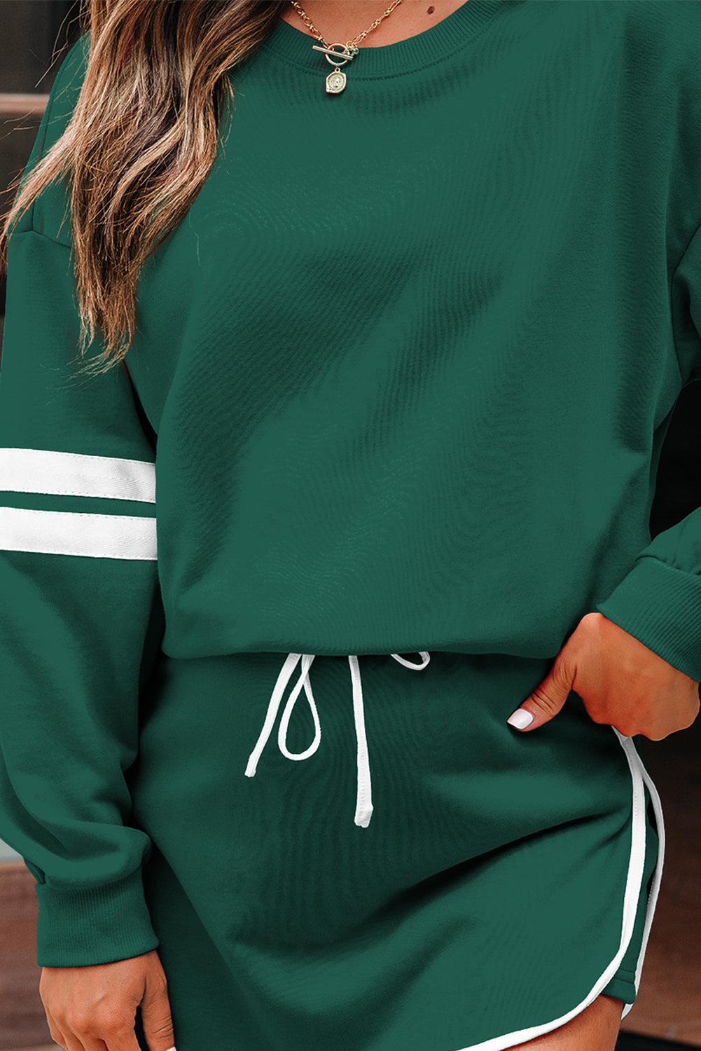 Varsity Stripe Pullover and Mini Skirt Set