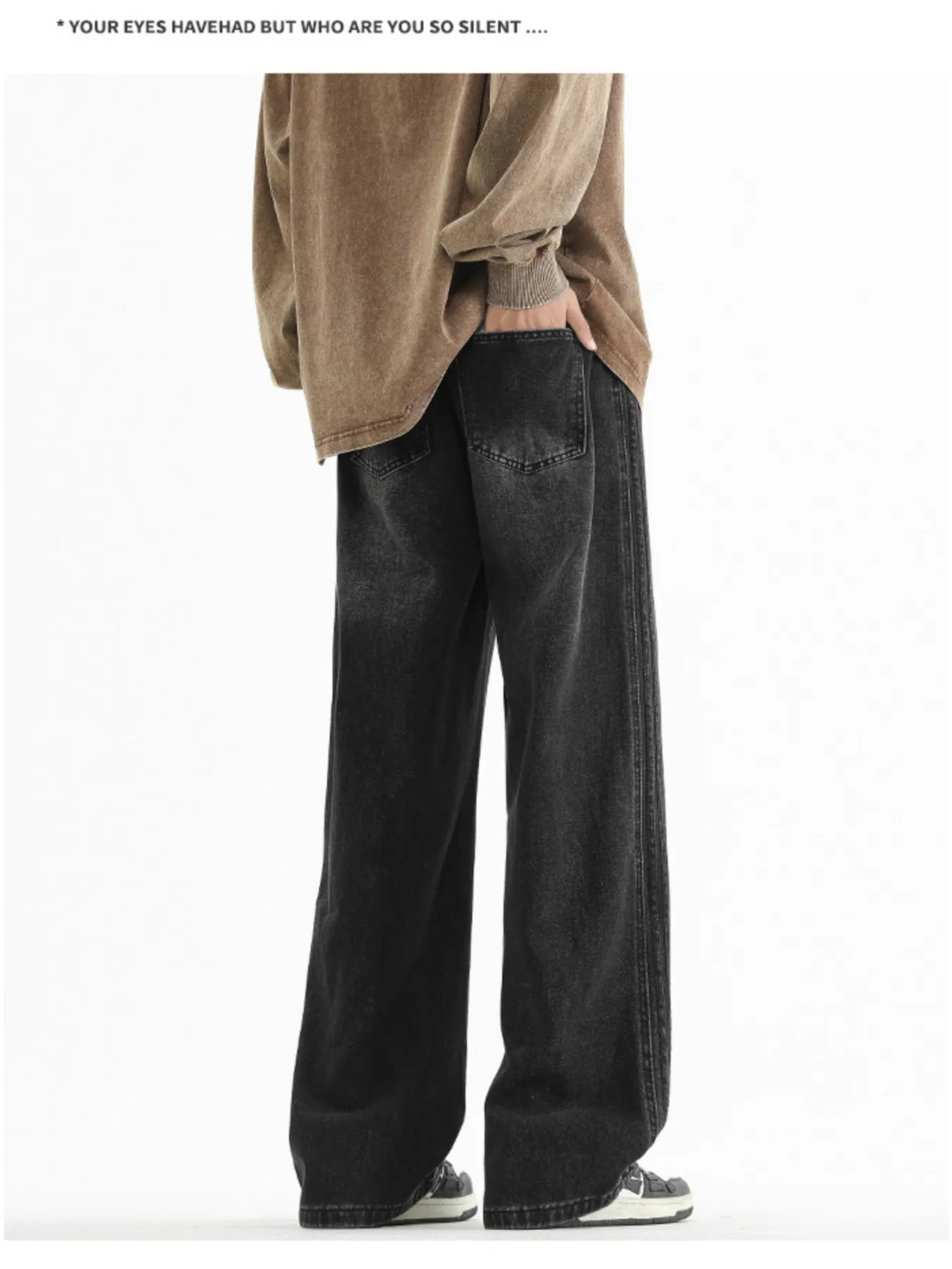 Men's Plus Size Washed Wide Leg Jeans