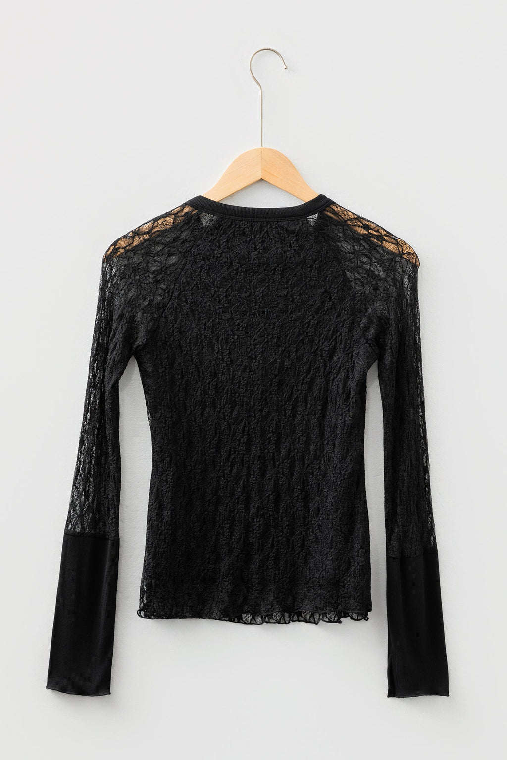 Lace Sheer Long Sleeve Henley Top
