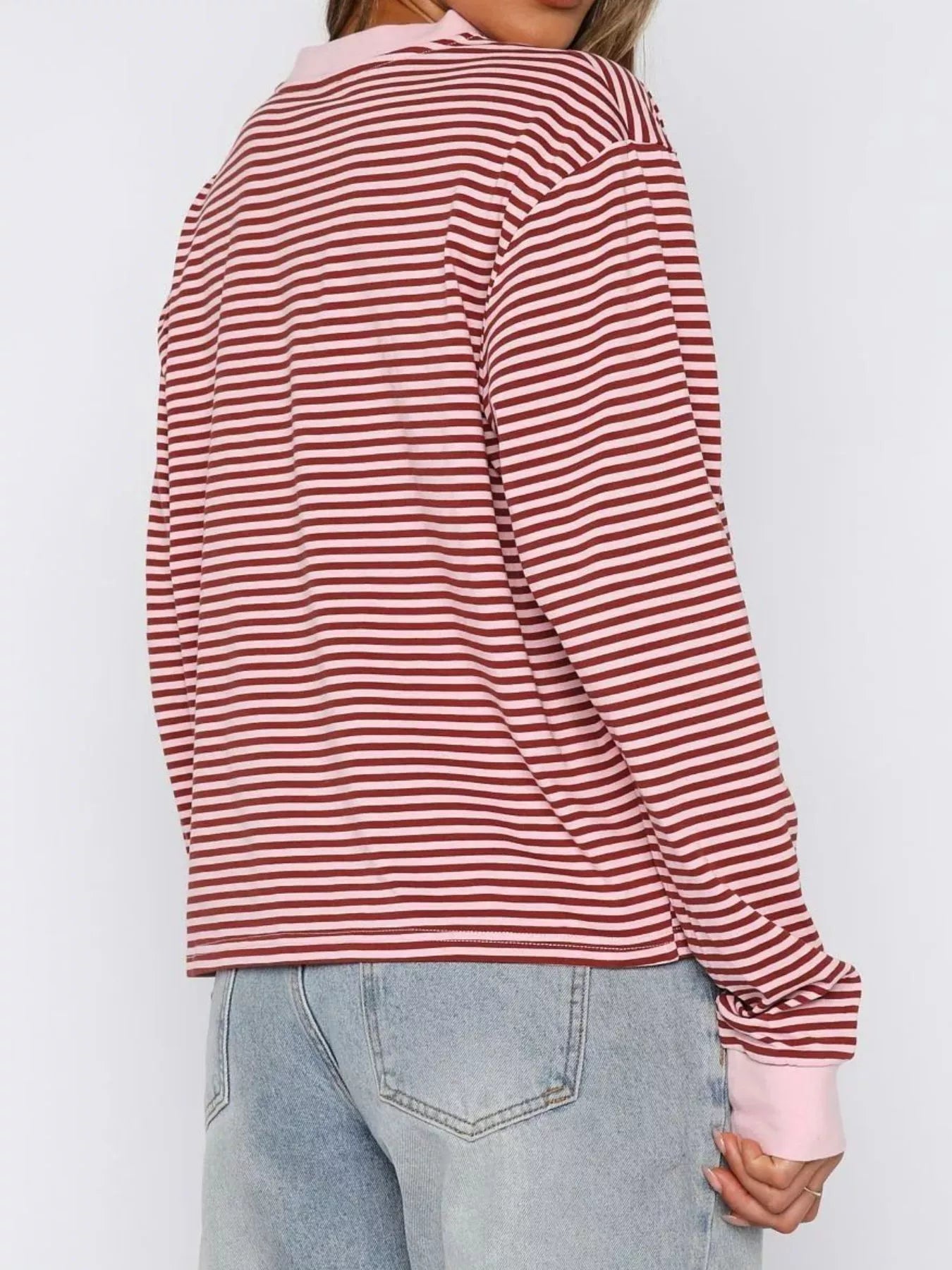 Striped Oversized Round Neck Sweatshirt