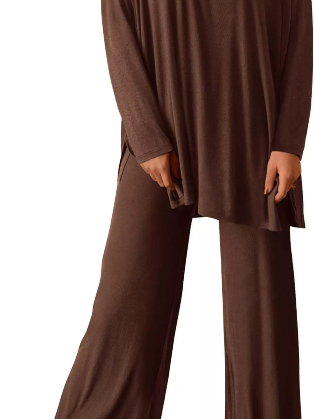 Casual Loose Long Sleeve Top and Wide Leg Pants Set