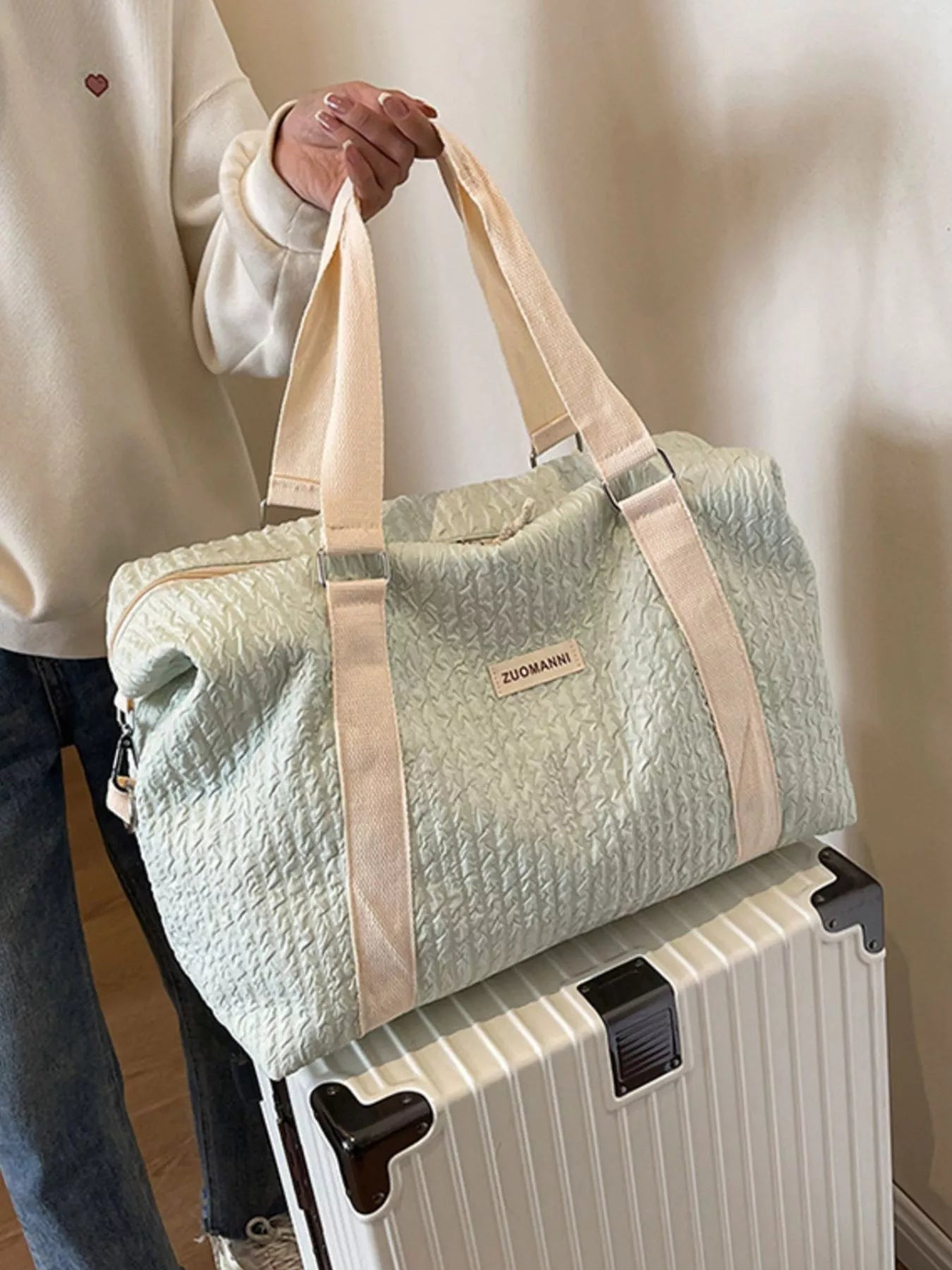 Texture Travel Bag with Adjustable Strap