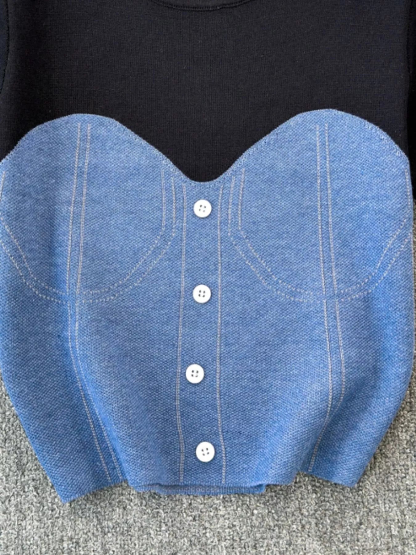 Color Block Short Sleeve Knit T-Shirt
