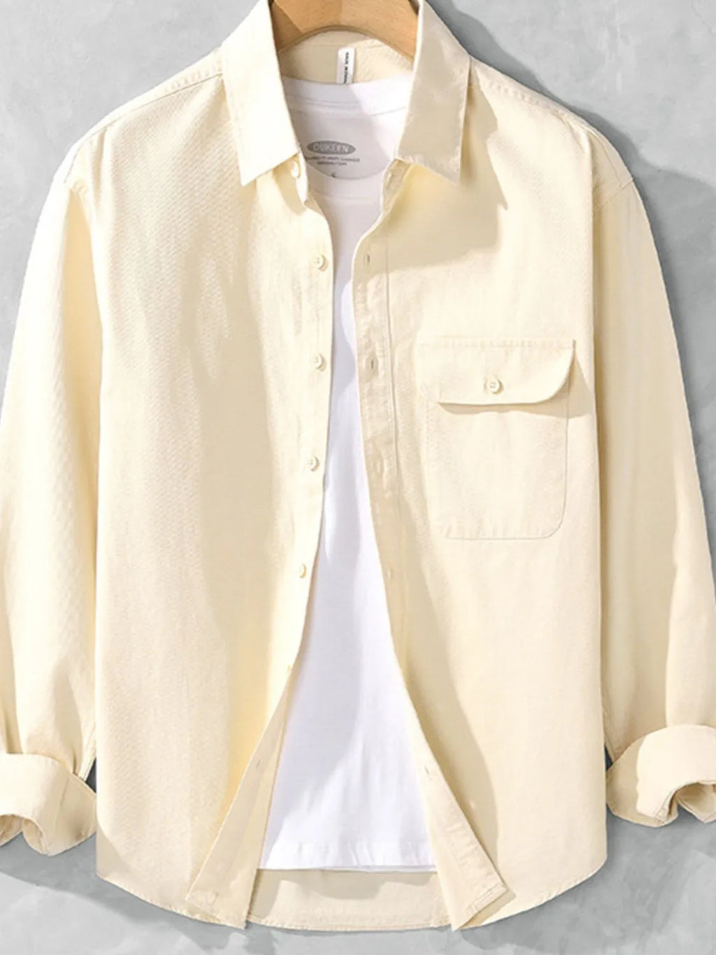 Men's Plus Size Casual Button-Down Shirt with Chest Pocket