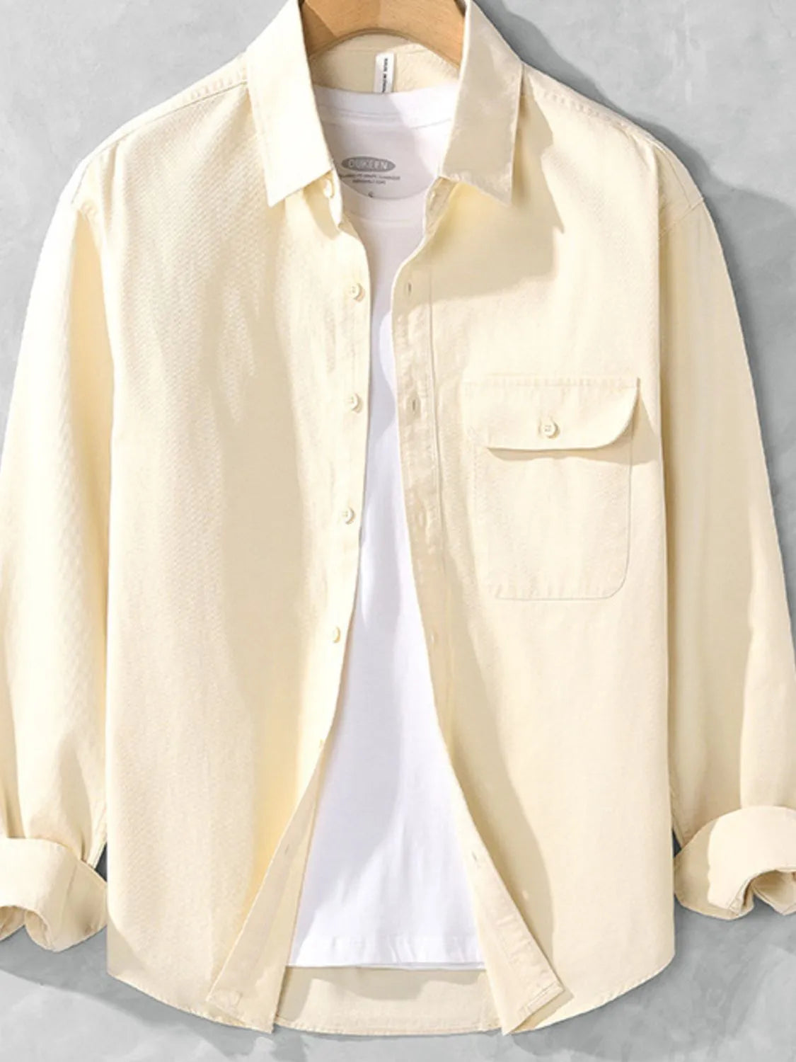 Men's Plus Size Casual Button-Down Shirt with Chest Pocket
