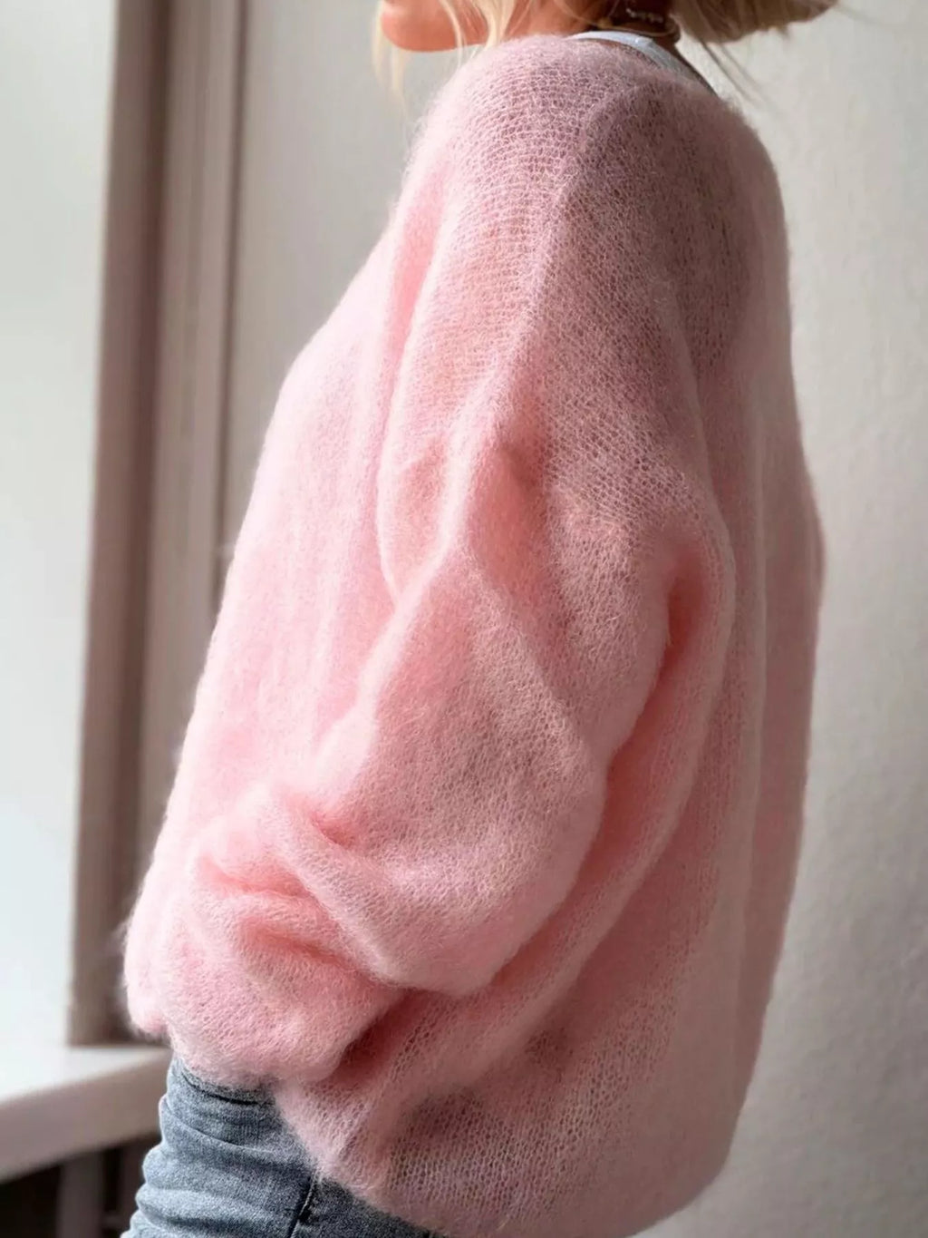 V-Neck Dropped Shoulder Sweater