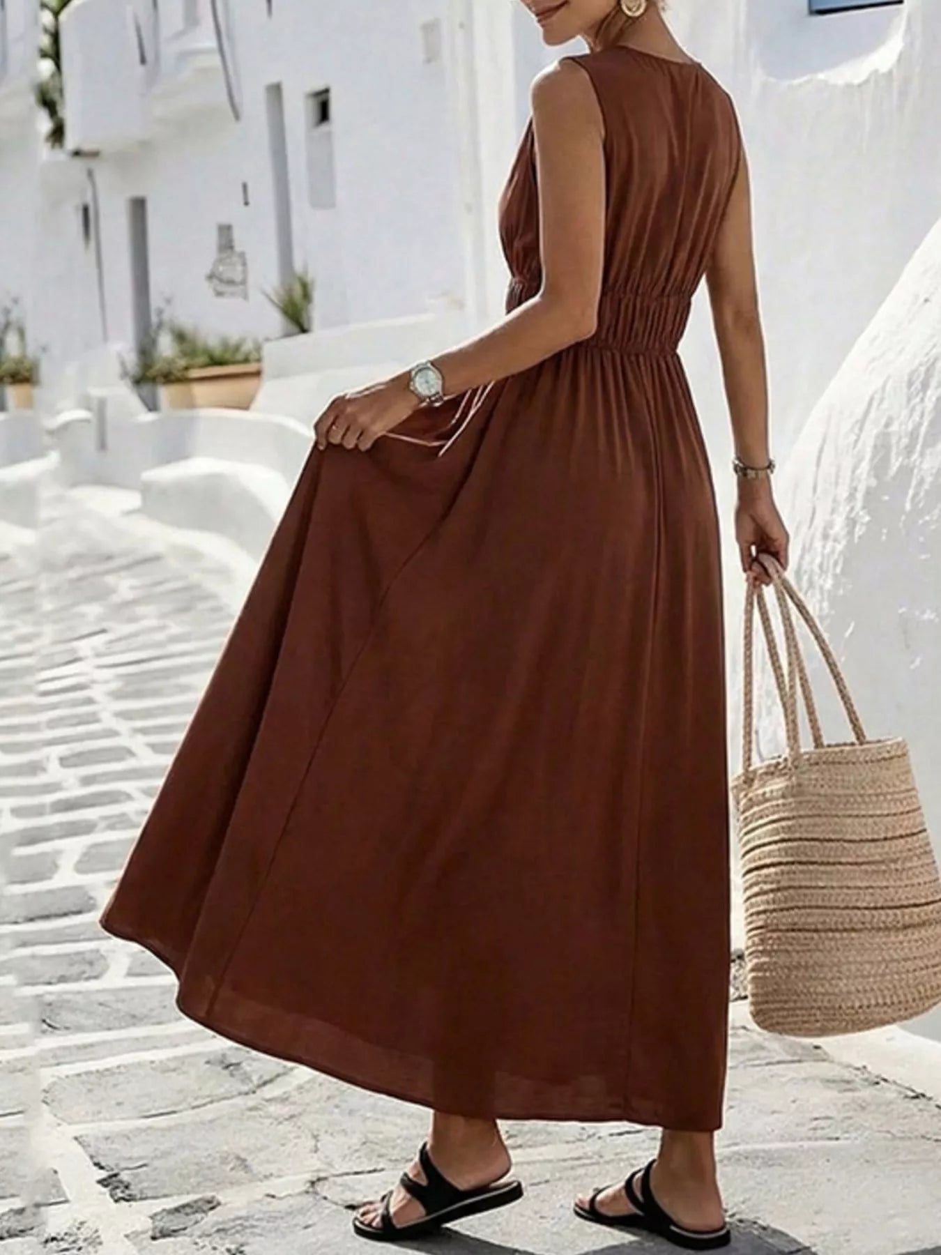 V-Neck Sleeveless Maxi Dress