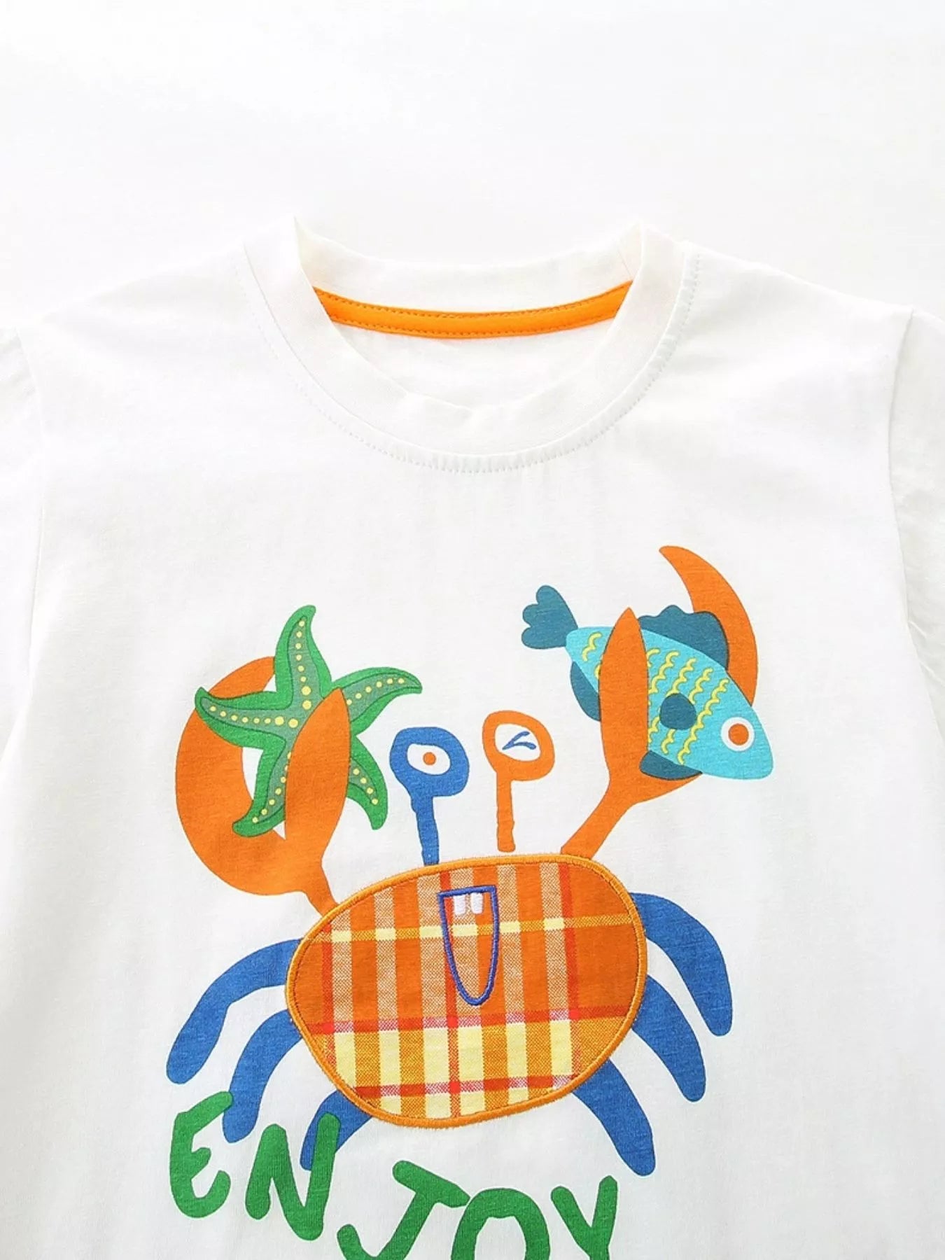 Children's Crab Graphic Tee & Plaid Shorts Set