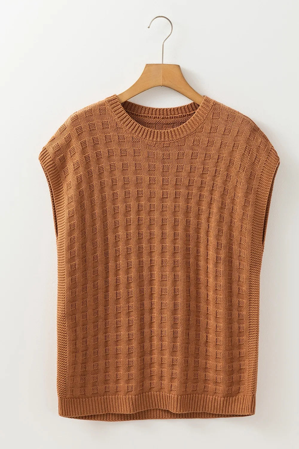 Textured Pattern Round Neck Sweater Vest