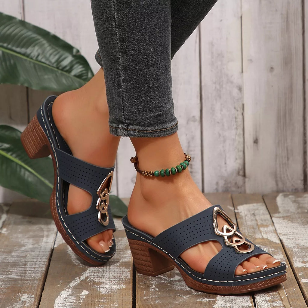 Open Toe Block Heel Sandals