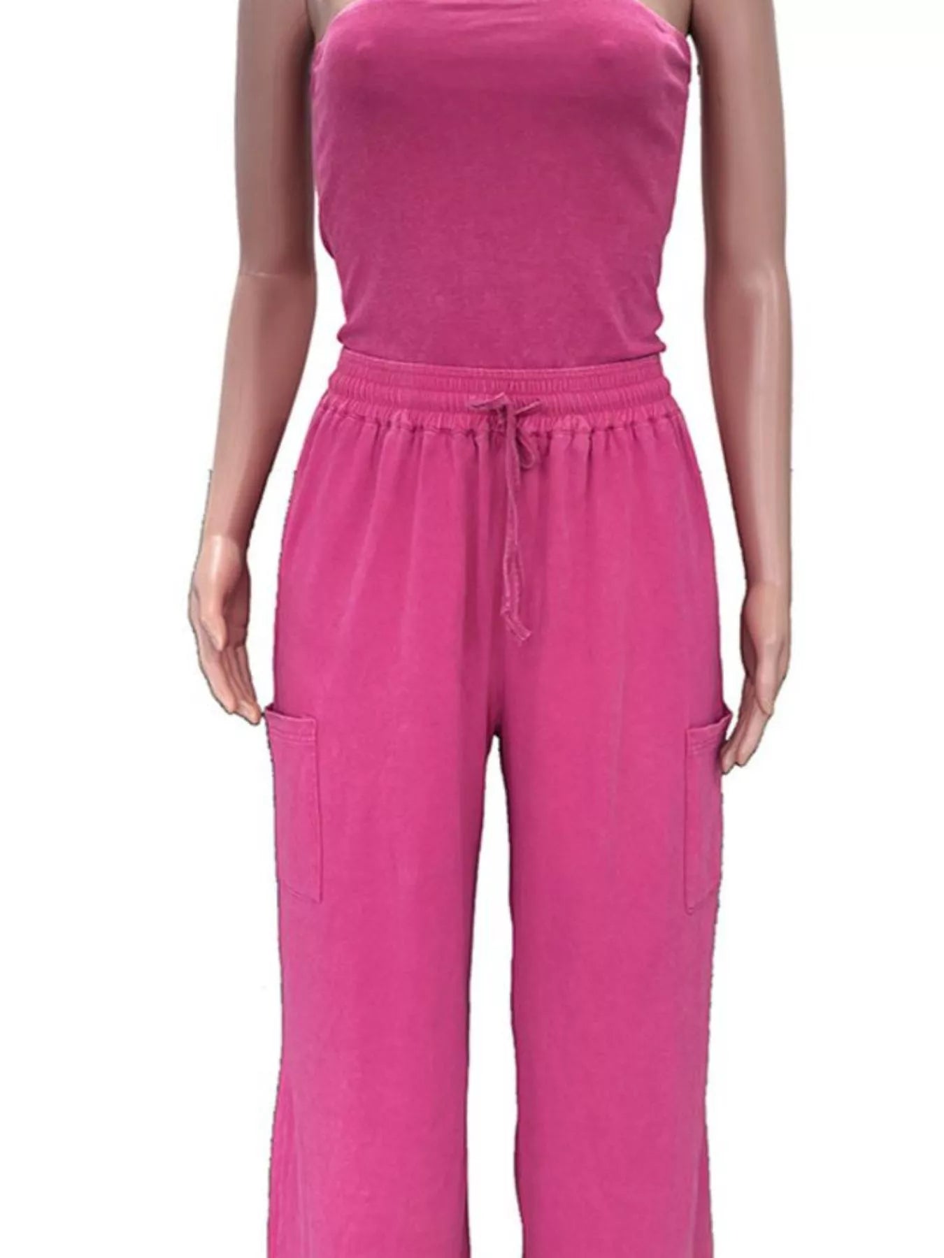 Drawstring Strapless Wide-Leg Jumpsuit