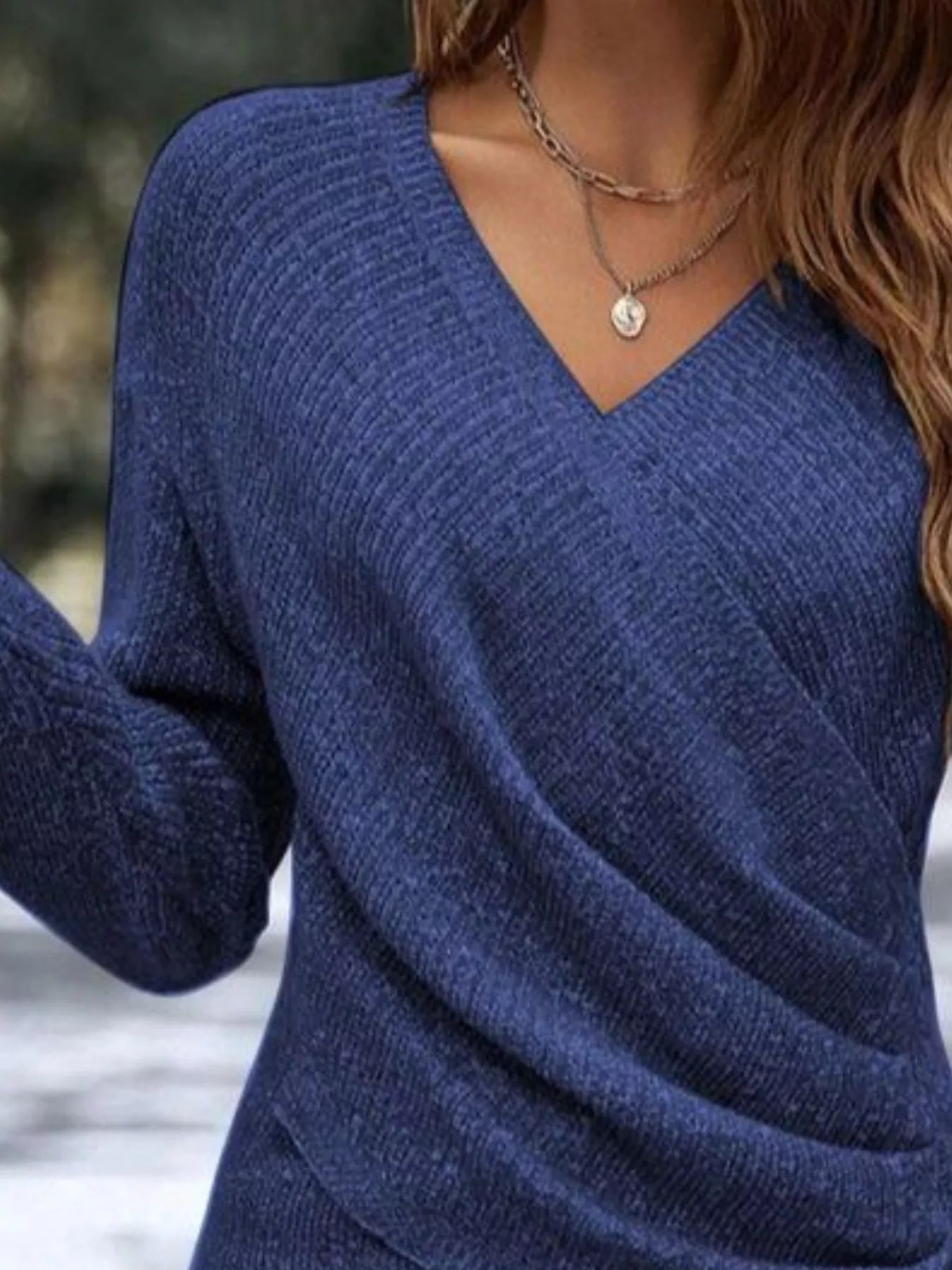 Surplice Long Sleeve Knit Top
