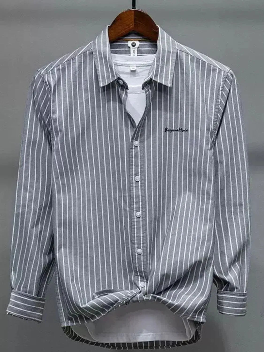 Men's Plus Size Striped Button Up Long Sleeve Shirt