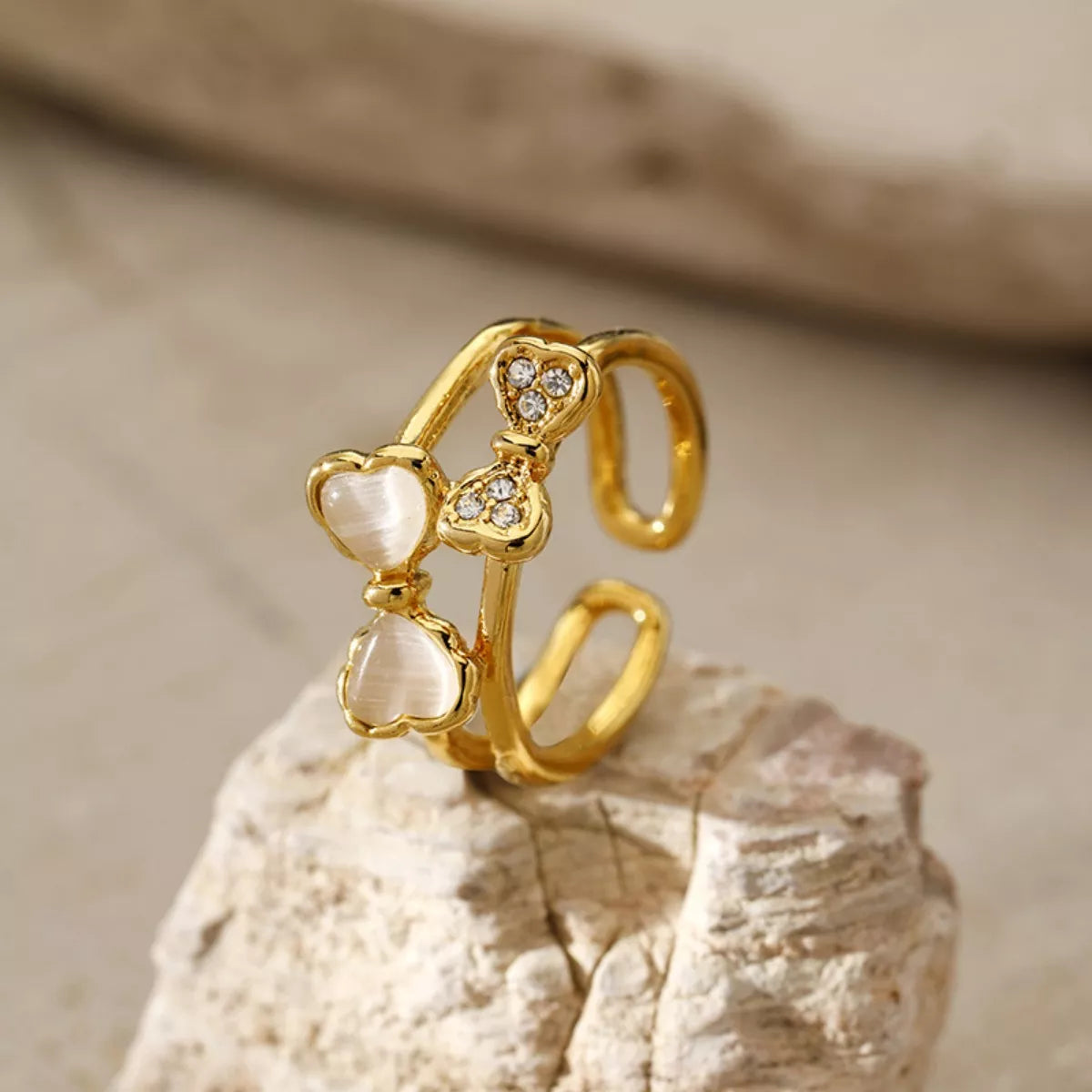 18K Gold-Plated Bow Open Ring
