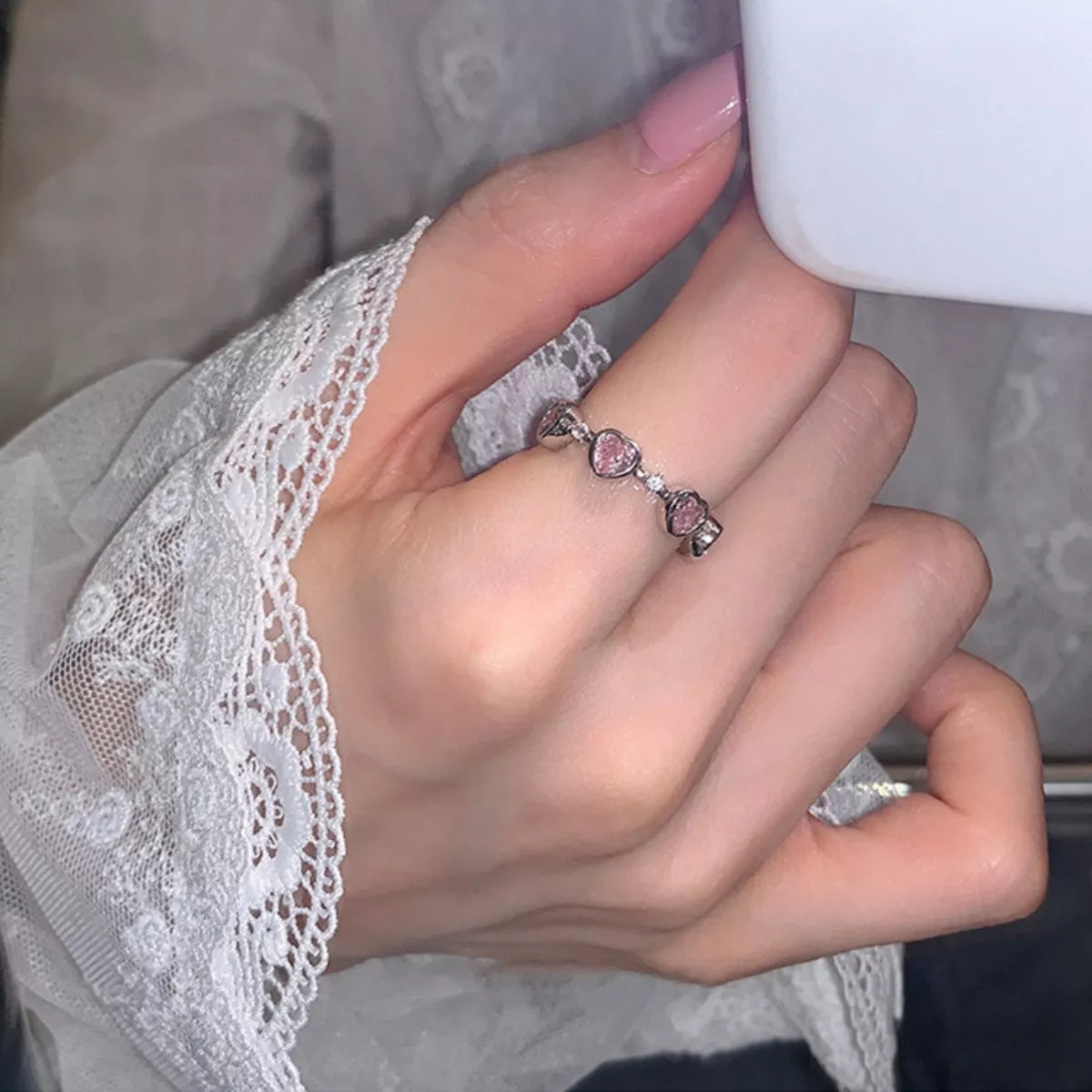 925 Sterling Silver Zircon Heart Ring
