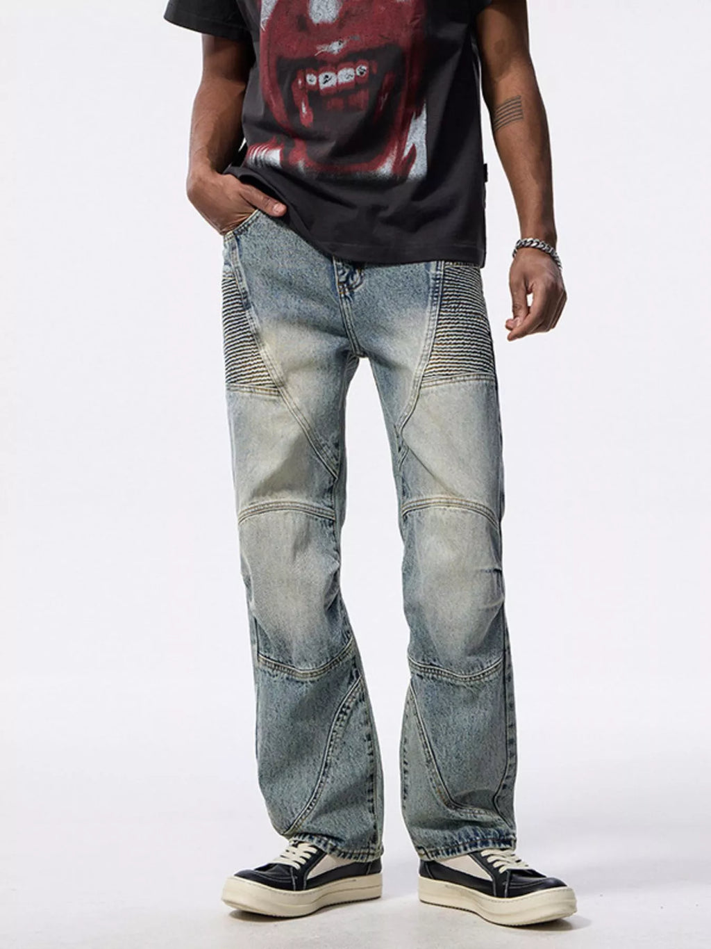 Men's Washed Wide Leg Jeans