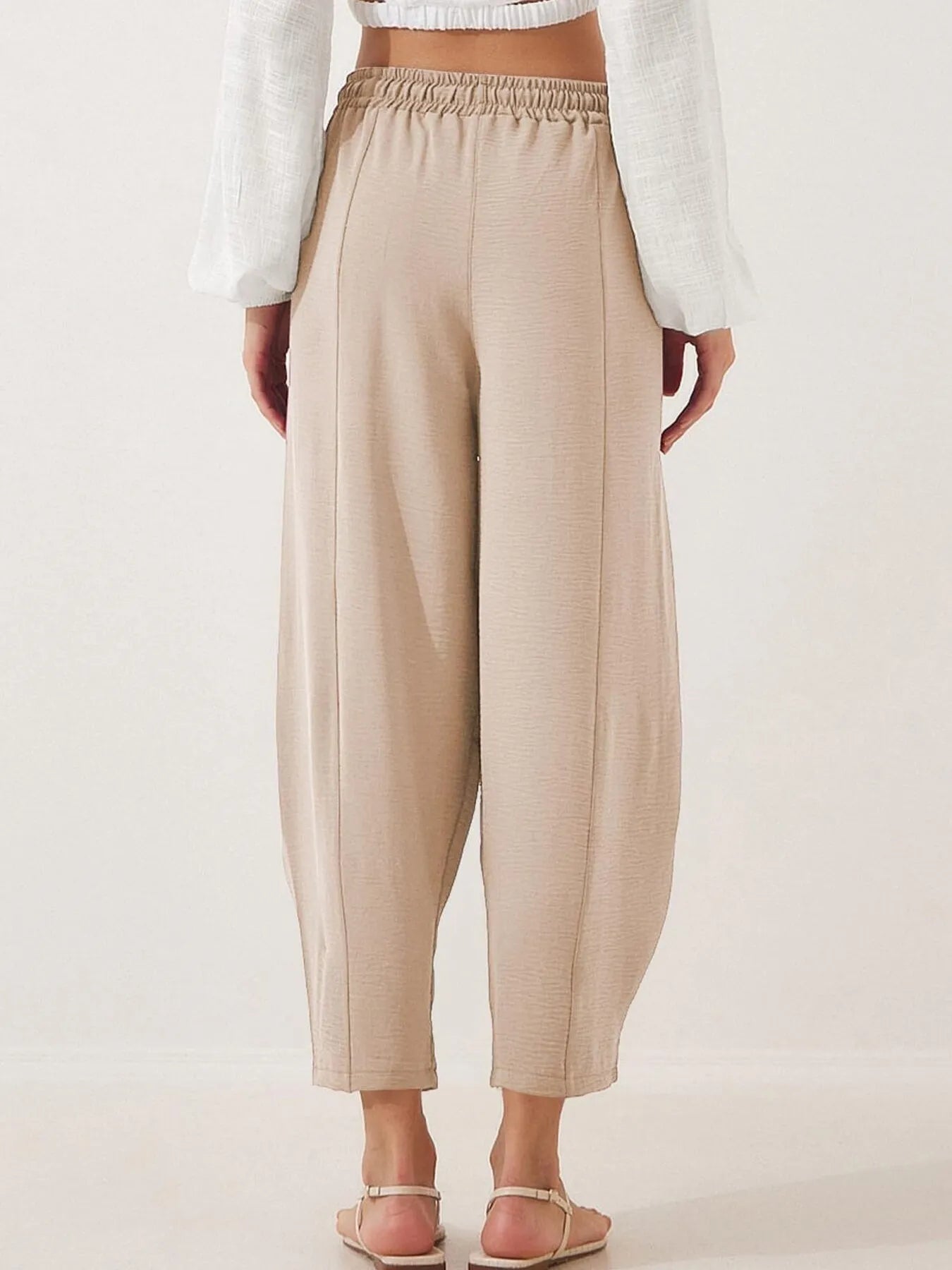 Full Size Drawstring Wide Leg Cropped Pants Plus Size