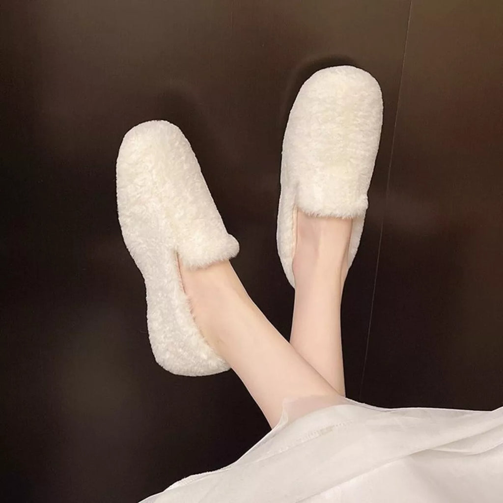 Fluffy Round Toe Slip-Ons