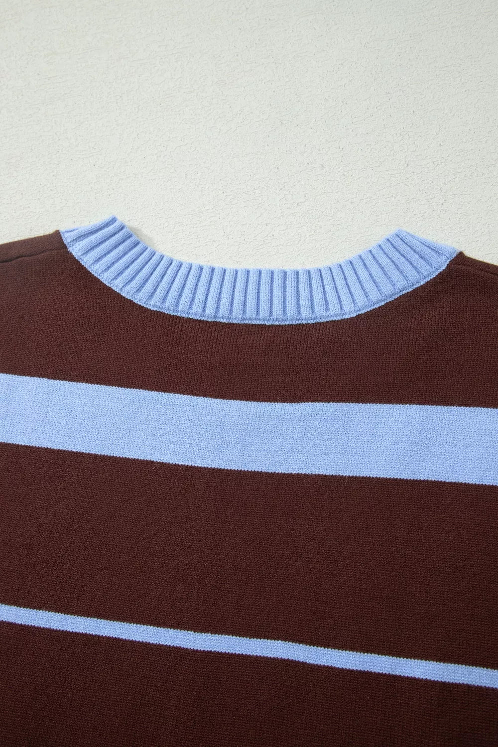 Striped Short Sleeve Round Neck Casual Knit Top