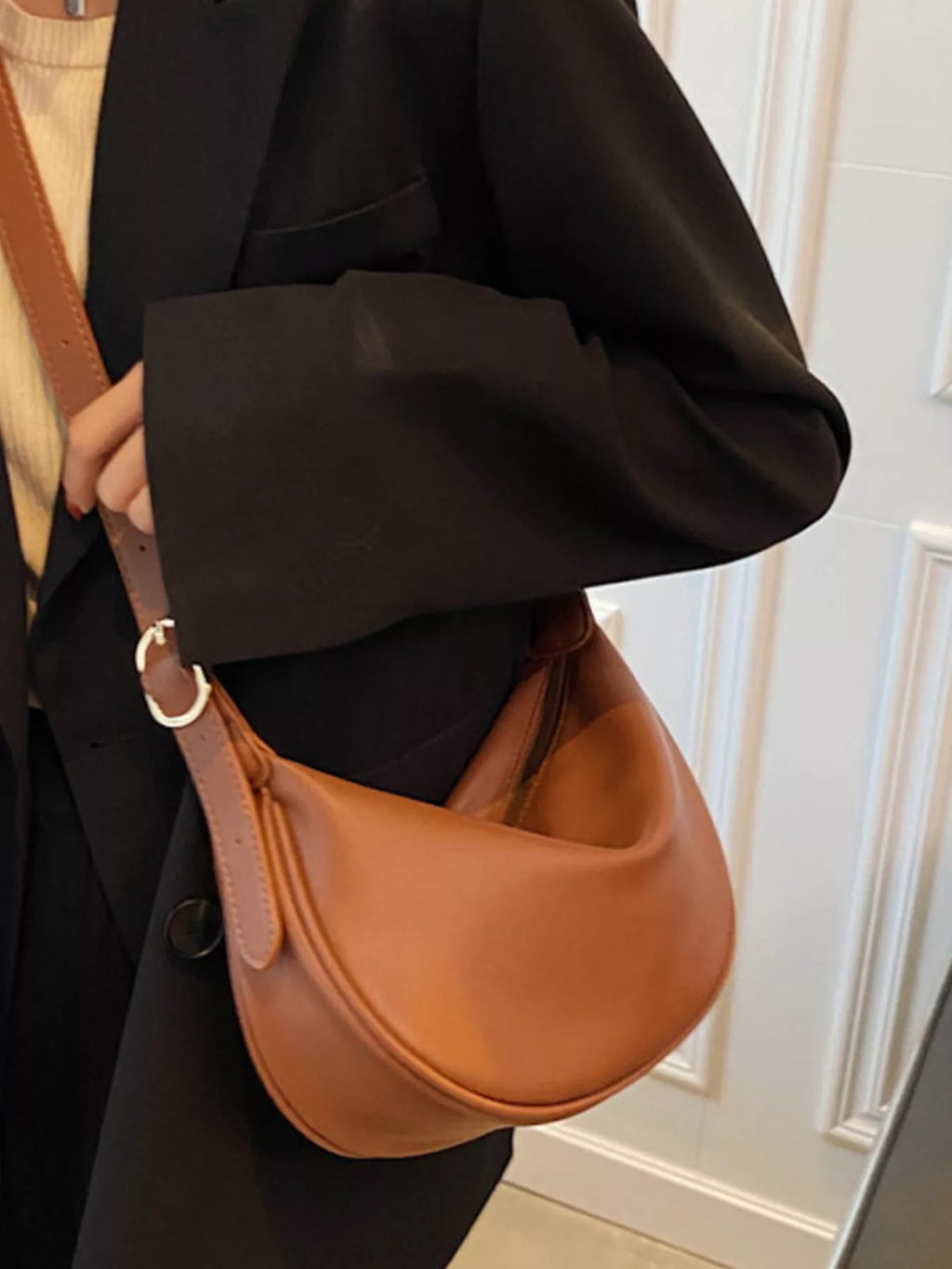 Adjustable Strap Crescent Crossbody Bag