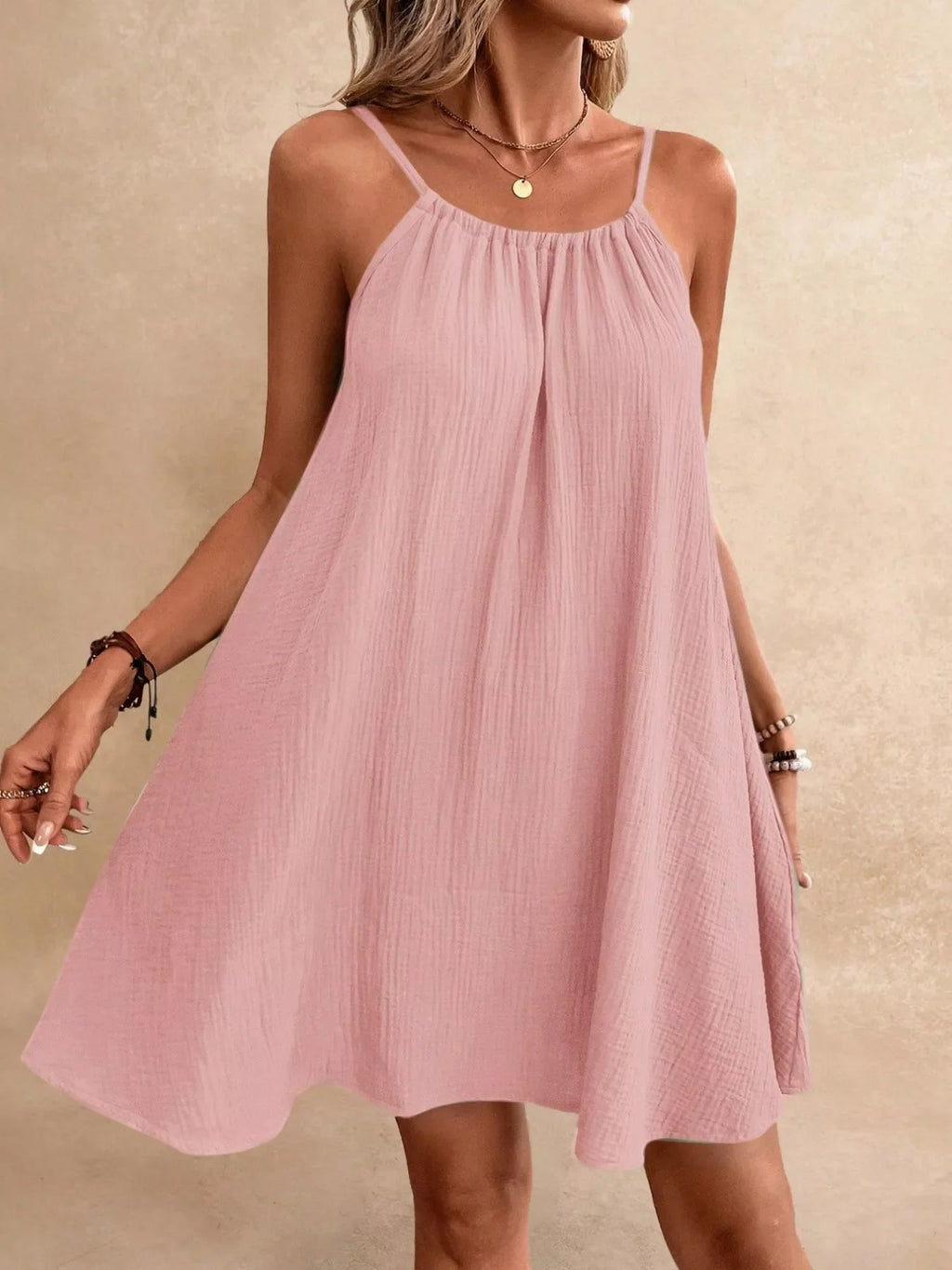 Casual Loose Spaghetti Strap Mini Dress