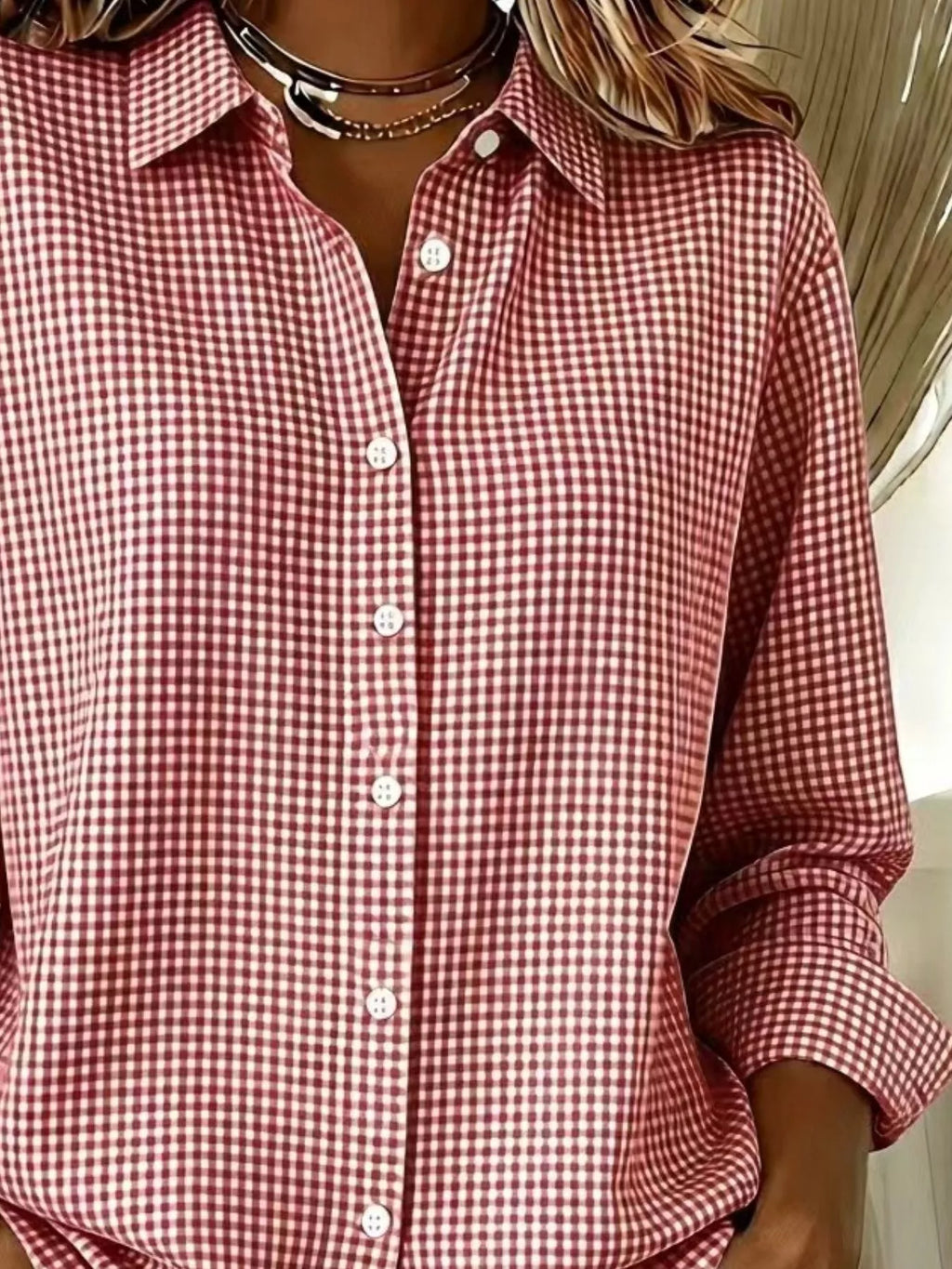 Full Size Plaid Button Up Long Sleeve Shirt Plus Size
