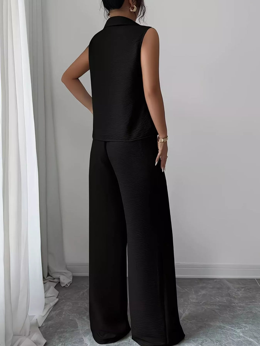 Sleeveless Top and Wide Leg Pants Set