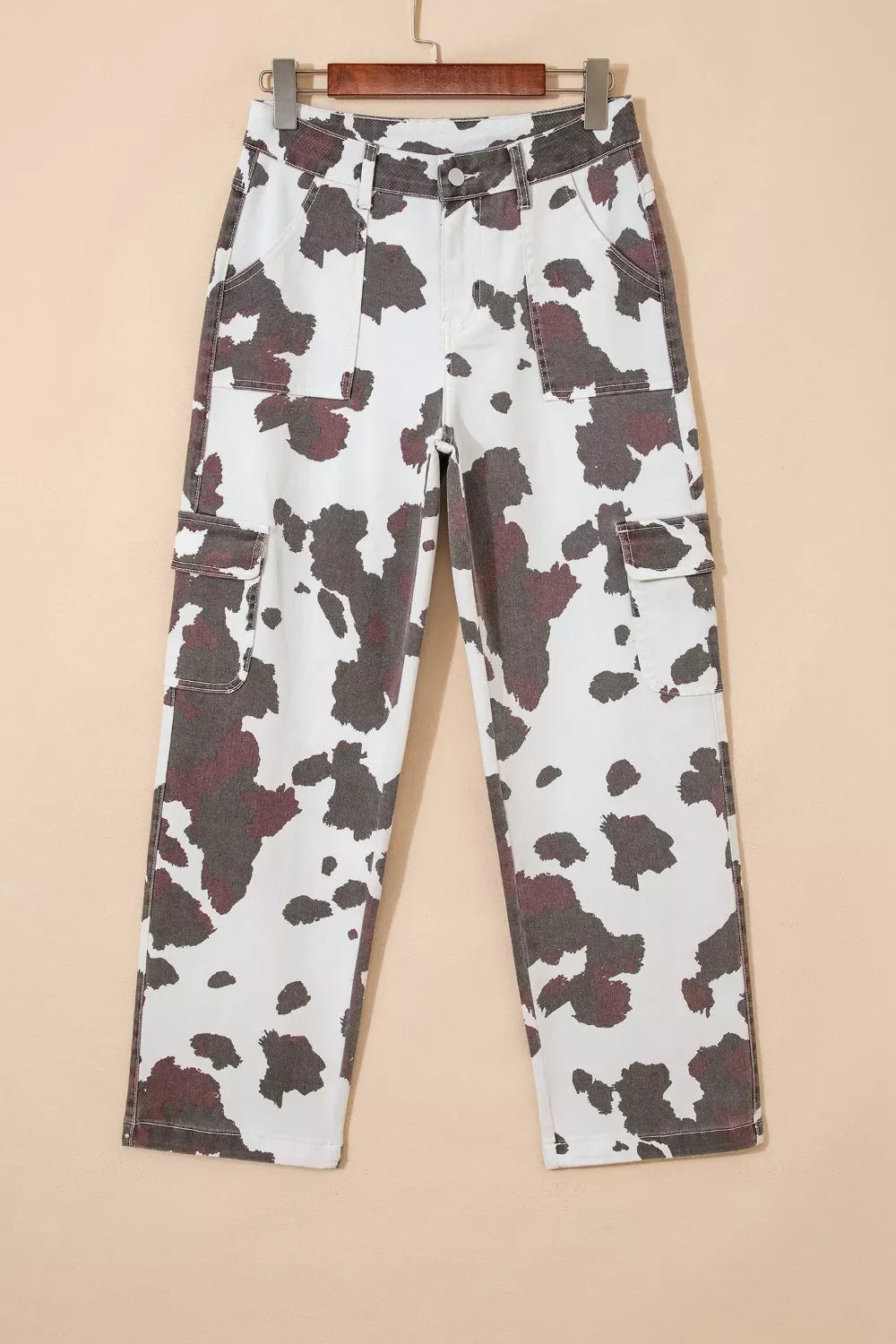 Cow Spots Printed Multi Pocketed Jeans