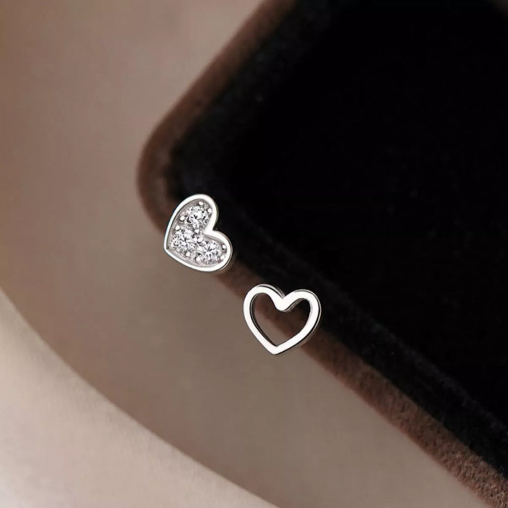 925 Sterling Silver Heart Stud Earrings