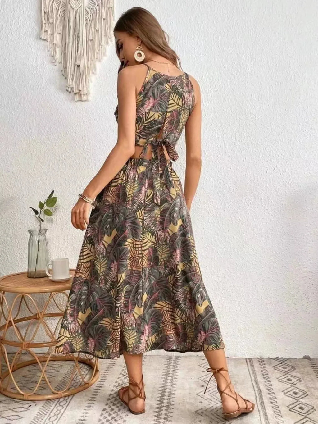 Printed Cami and Slit Skirt Set