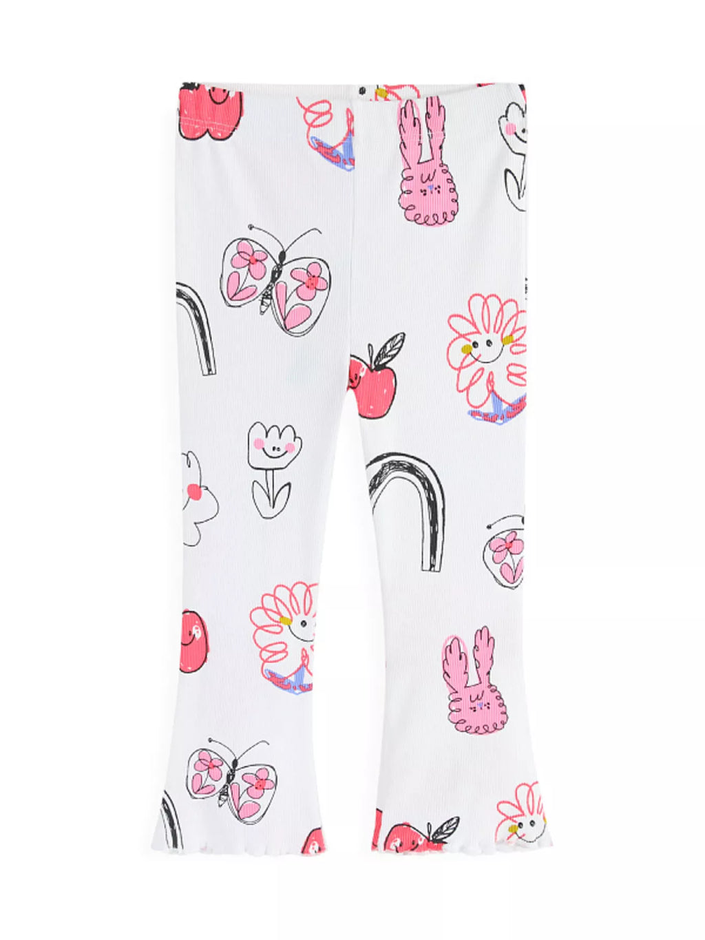 Children's Whimsical Doodle Print Flared Leggings