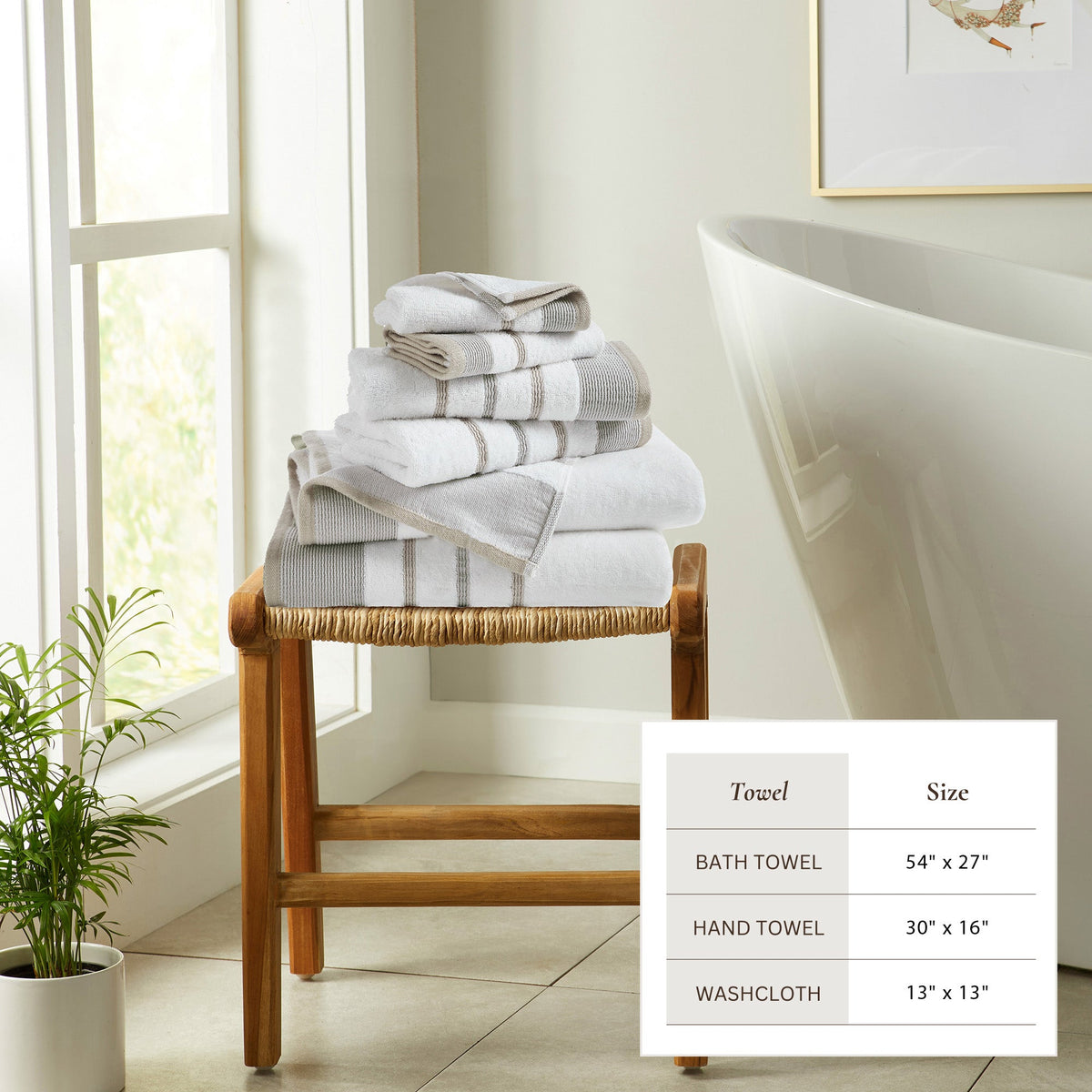 Decorative Cotton Stripe Bath Towel Set - Noelle Collection