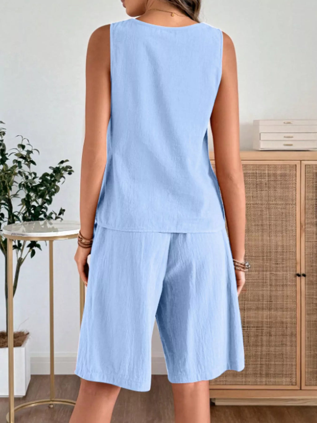 Round Neck Tank and Shorts Set