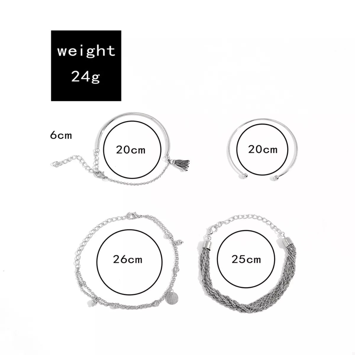 4 Piece Silver-Plated Minimalist Bracelet