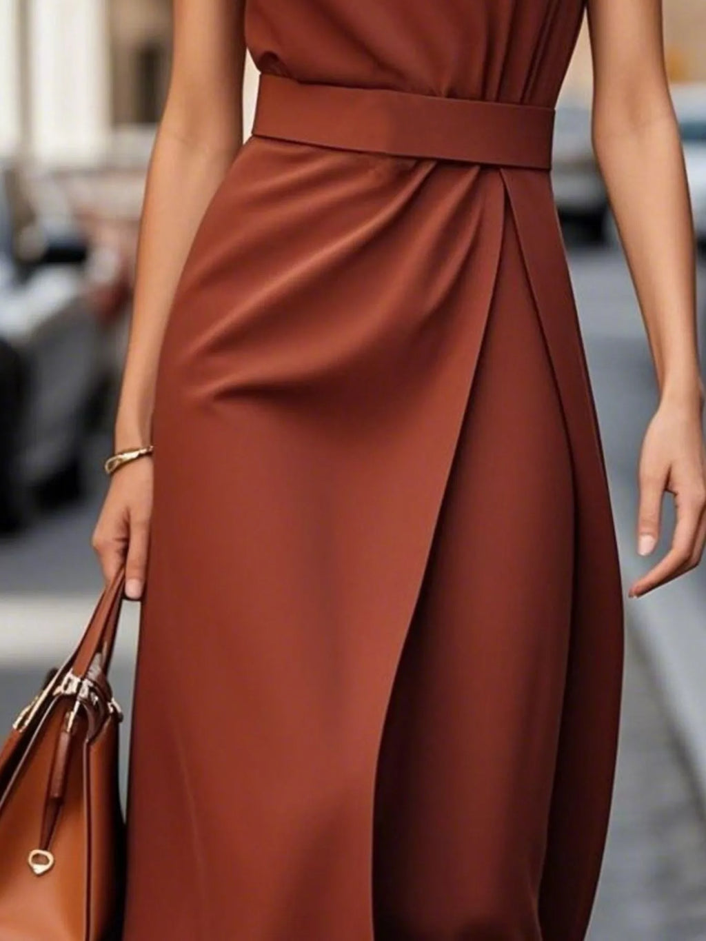 Round Neck Sleeveless Midi Dress