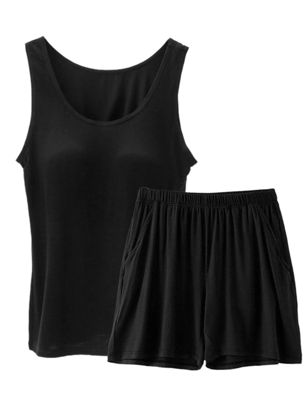 Plus Size Modal Padded Sleeveless Tank Top & Shorts Set