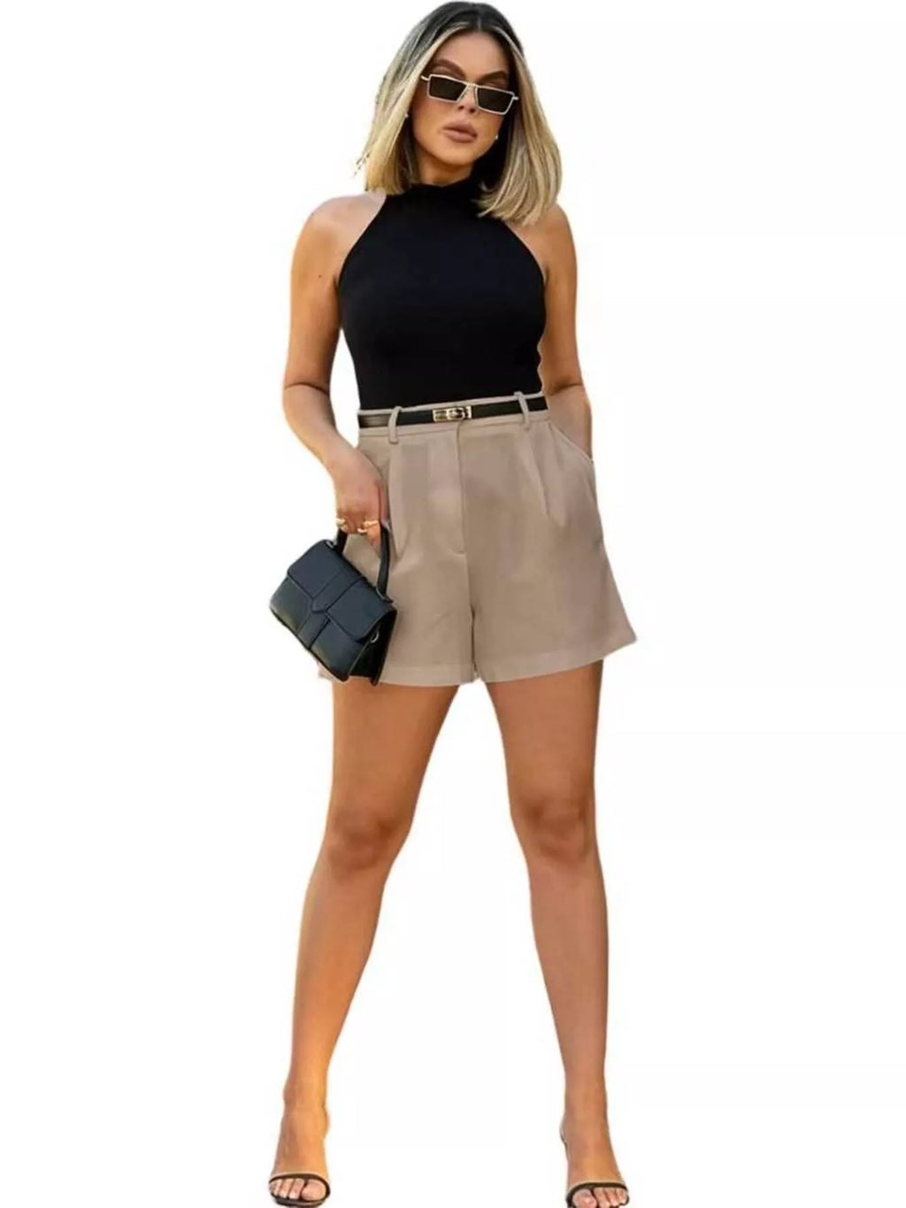 High-Waisted Pleated Shorts