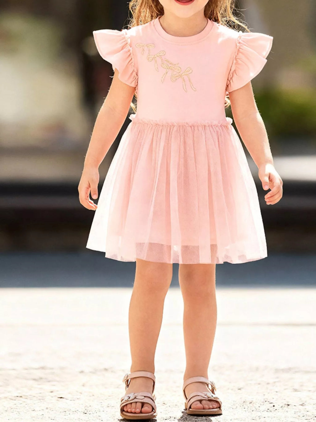 Children's Ruffle Sleeve Tulle Dress